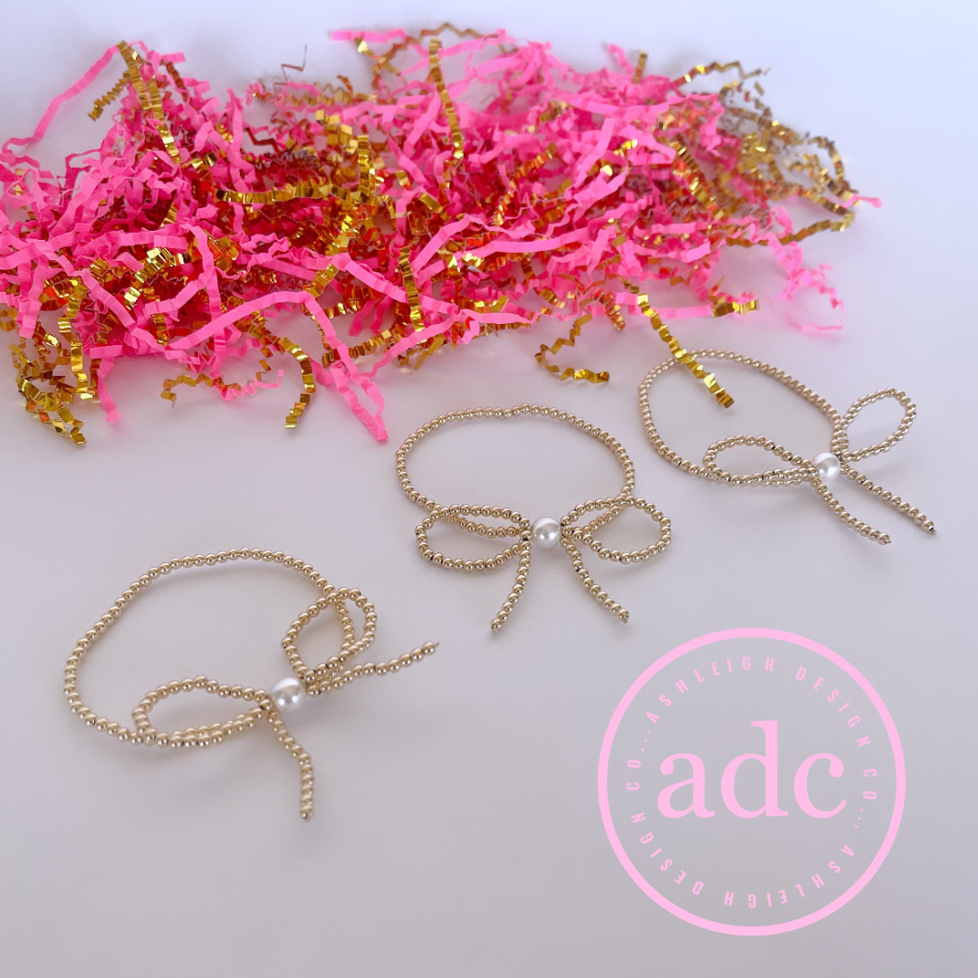 Gold-Filled Beaded Bow with Pearl Bracelet