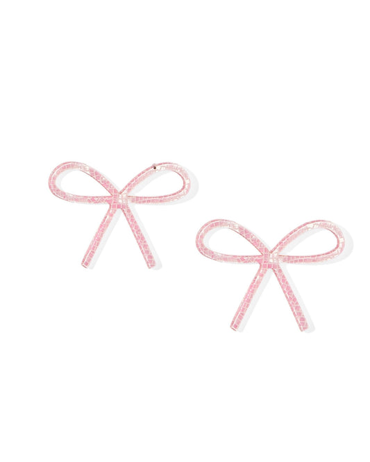 Lola Bow Earrings - Disco Pink